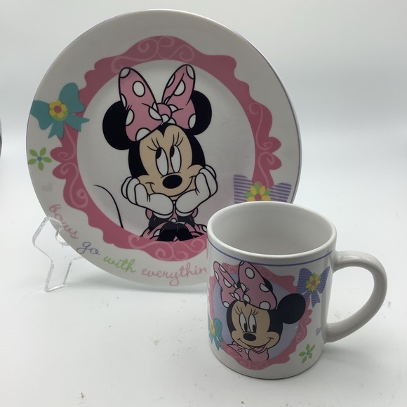 Disney Minnie Mouse “Bows Go with Everything” Childs Plate and Mug - Picture 1 of 7